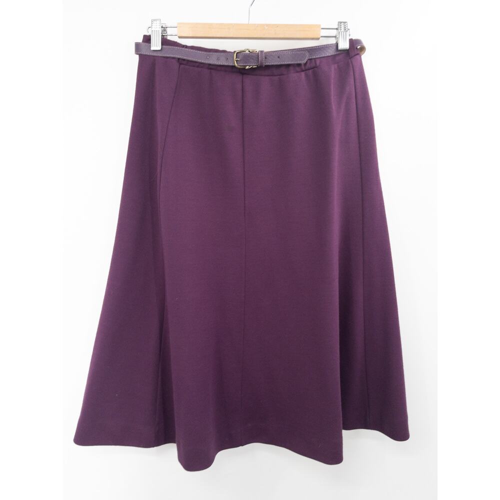 Vintage 1970s A-Line Purple Midi Skirt With Matching Belt Large